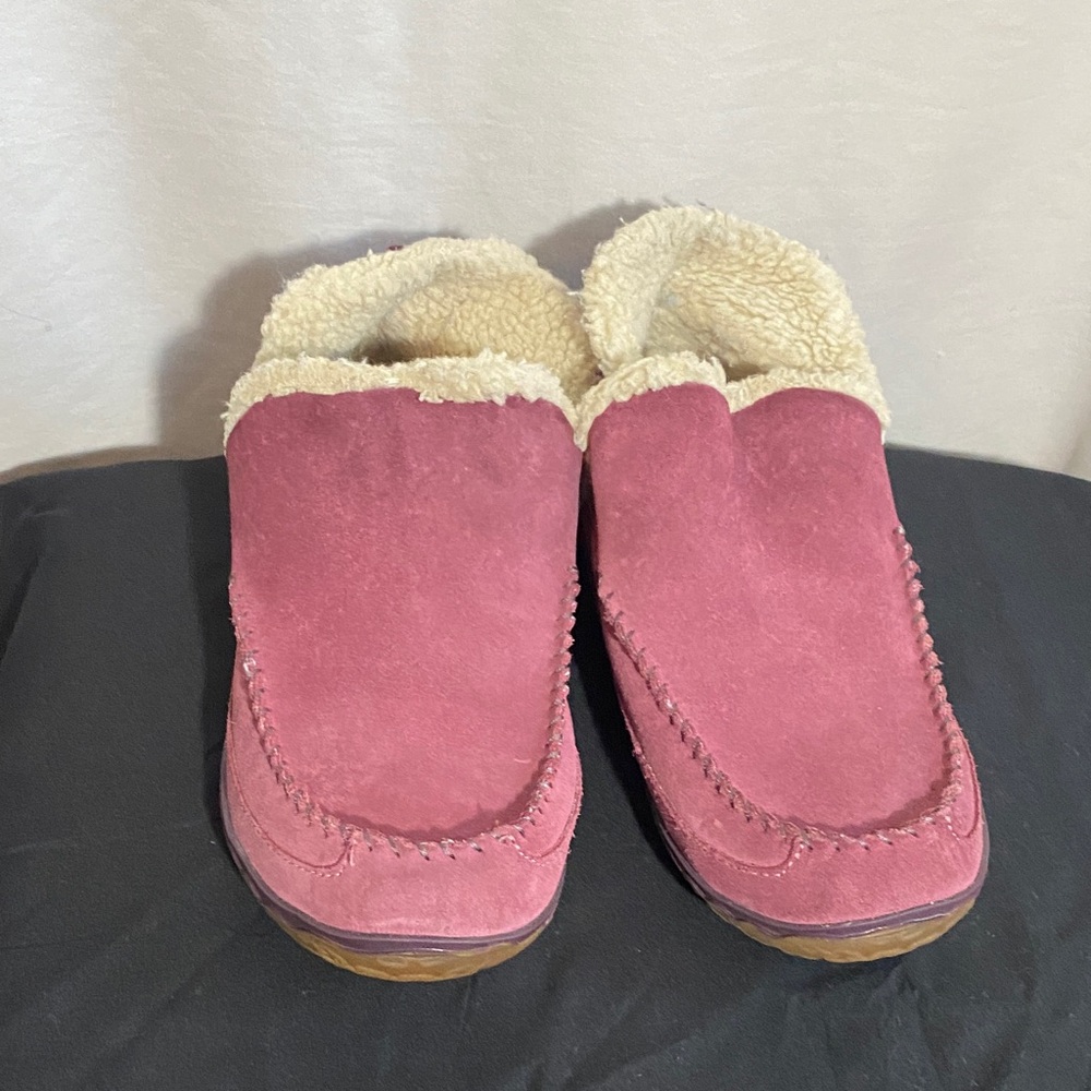 L.L. Bean Women’s Cozy Pink Suede Mountain Slippers Moc Boot, Size 10
